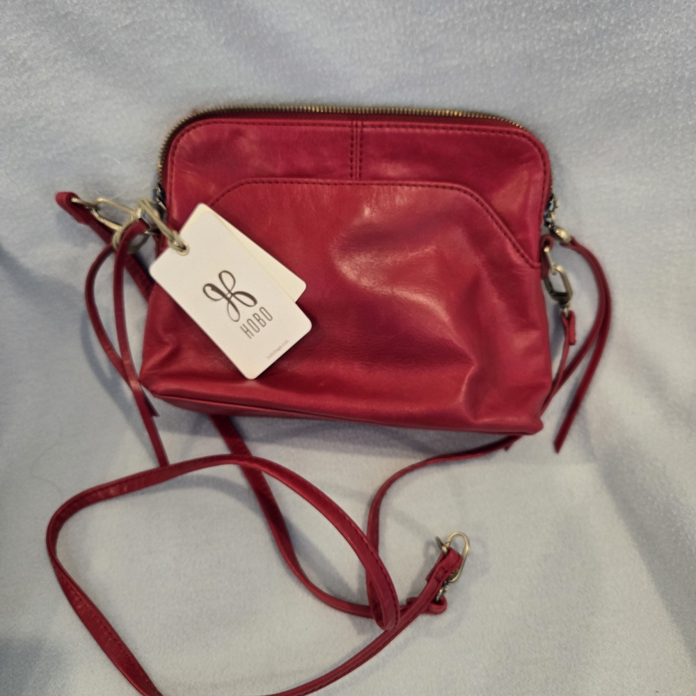 Hobo Red Leather Crossbody Bag